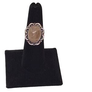 Rose Quartz Ring 925 Silver Plate Sz 6 3/4